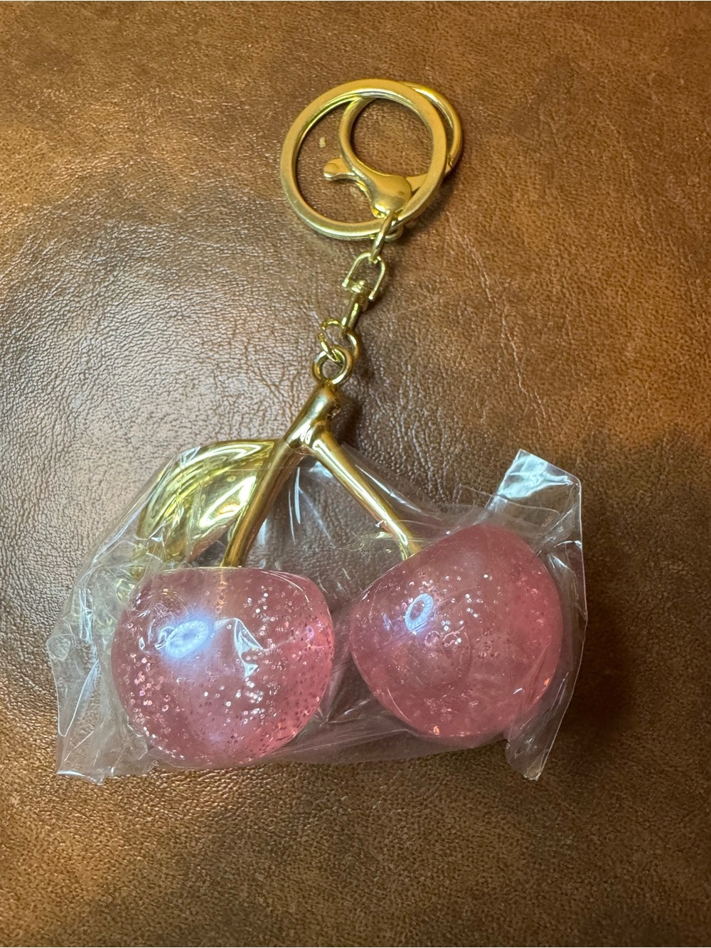 NWT Pink Glitter Cherry Bag Charm with Gold Stem 🍒